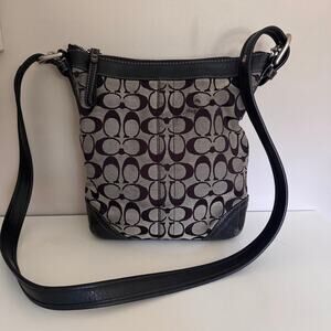 Coach Vintage Signature Slim Duffle Bag Black Crossbody Purse 12327